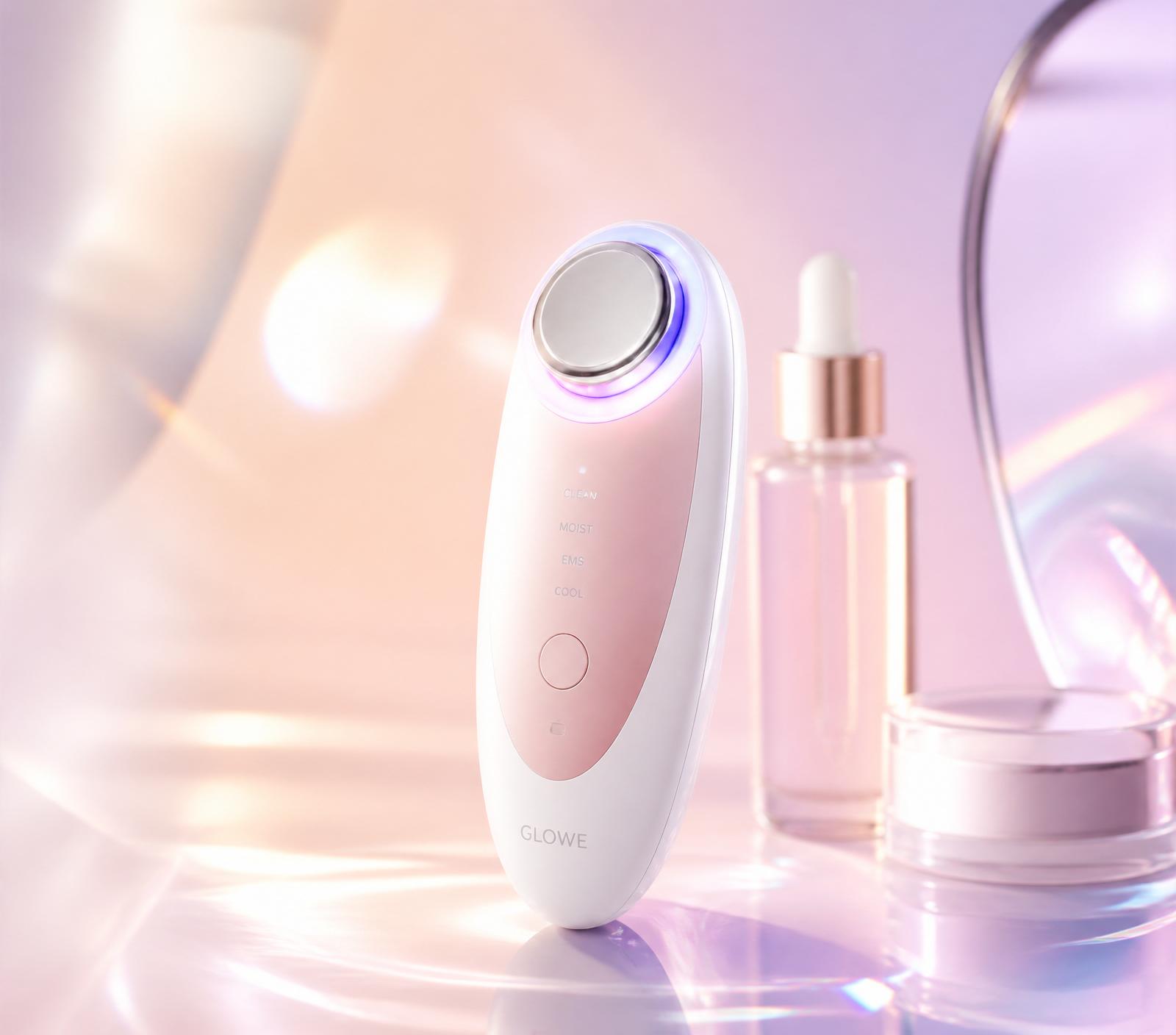 GlowTech smart beauty device with soft pastel glow